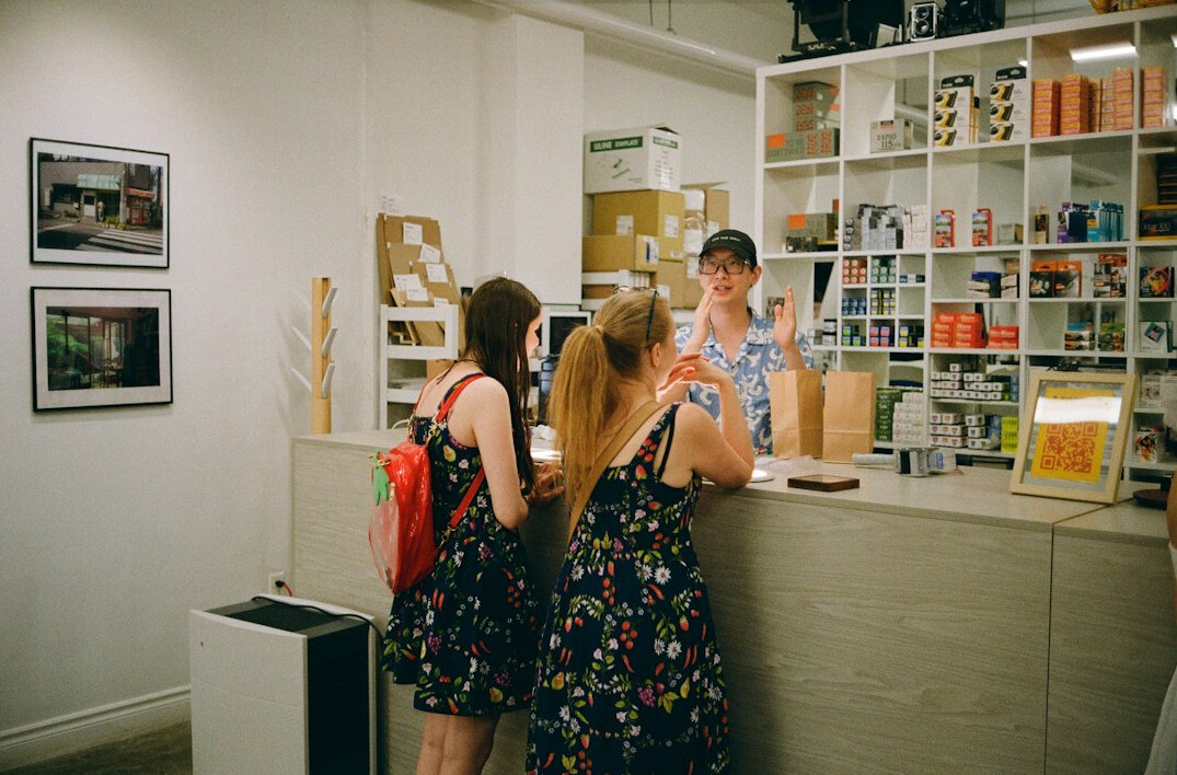 team meeting in retail store